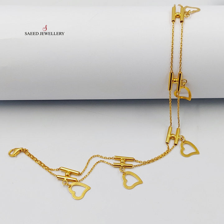 21K Gold Heart Anklet by Saeed Jewelry - Image 3