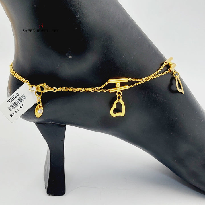 21K Gold Heart Anklet by Saeed Jewelry - Image 5