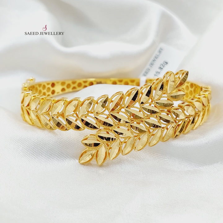 21K Gold Leaf Bangle Bracelet by Saeed Jewelry - Image 3