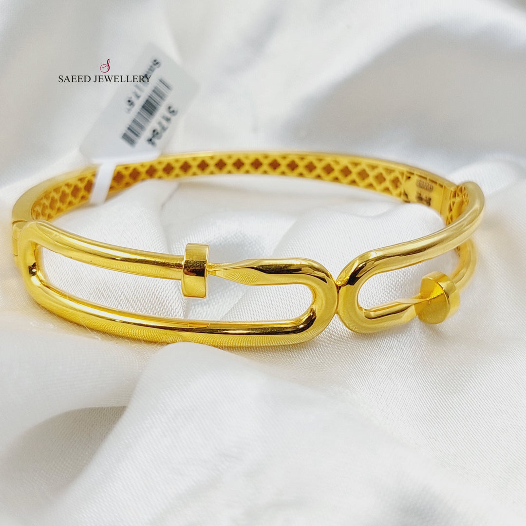 21K Gold Deluxe Nail Bangle Bracelet by Saeed Jewelry - Image 2