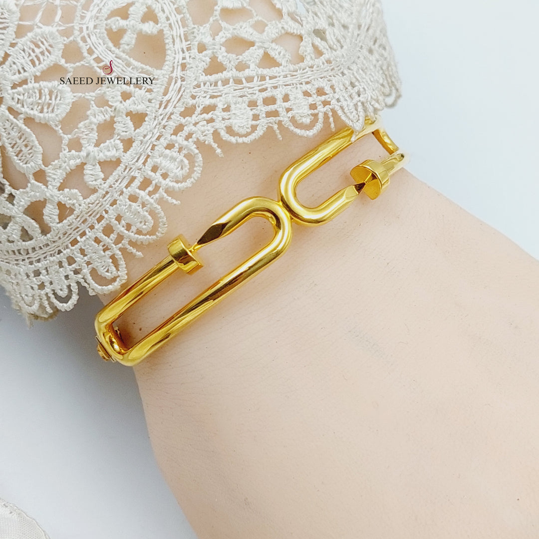 21K Gold Deluxe Nail Bangle Bracelet by Saeed Jewelry - Image 1