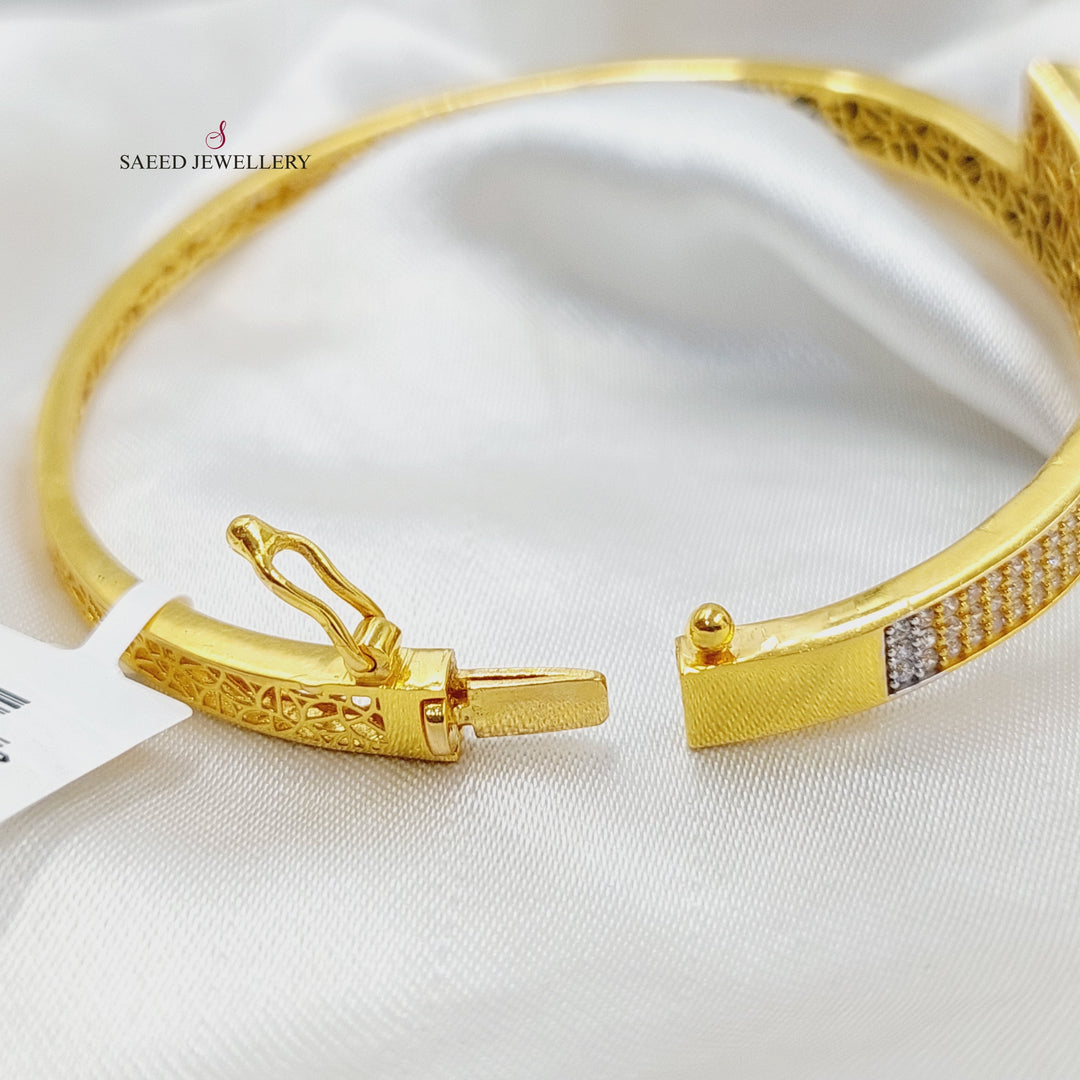 21K Gold Zircon Studded Virna Bangle Bracelet by Saeed Jewelry - Image 3