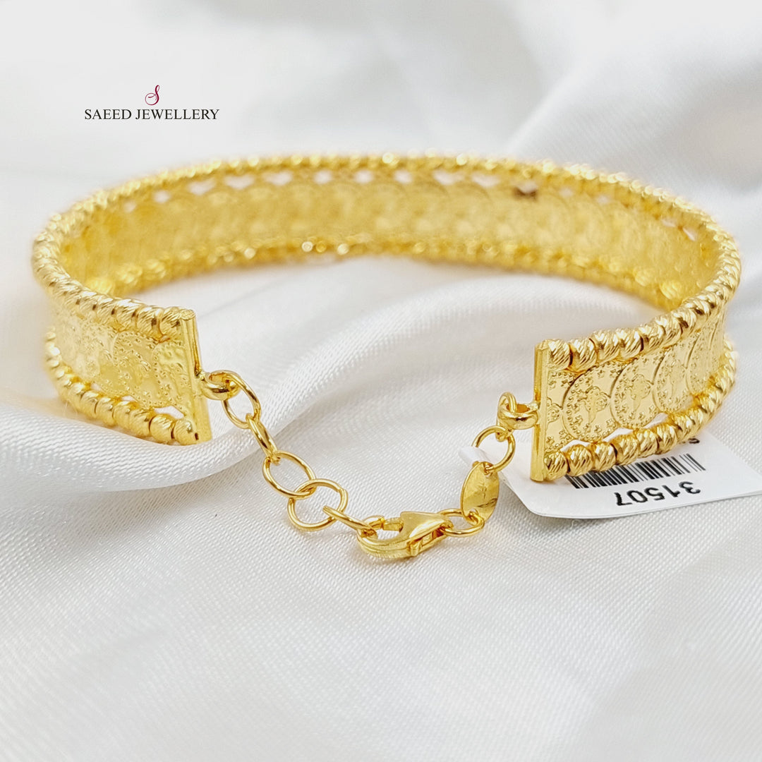 21K Gold Balls Rashadi Liras Bangle Bracelet by Saeed Jewelry - Image 2