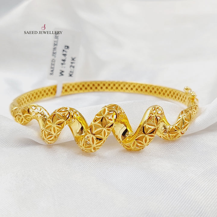 21K Gold Deluxe Snake Bangle Bracelet by Saeed Jewelry - Image 1