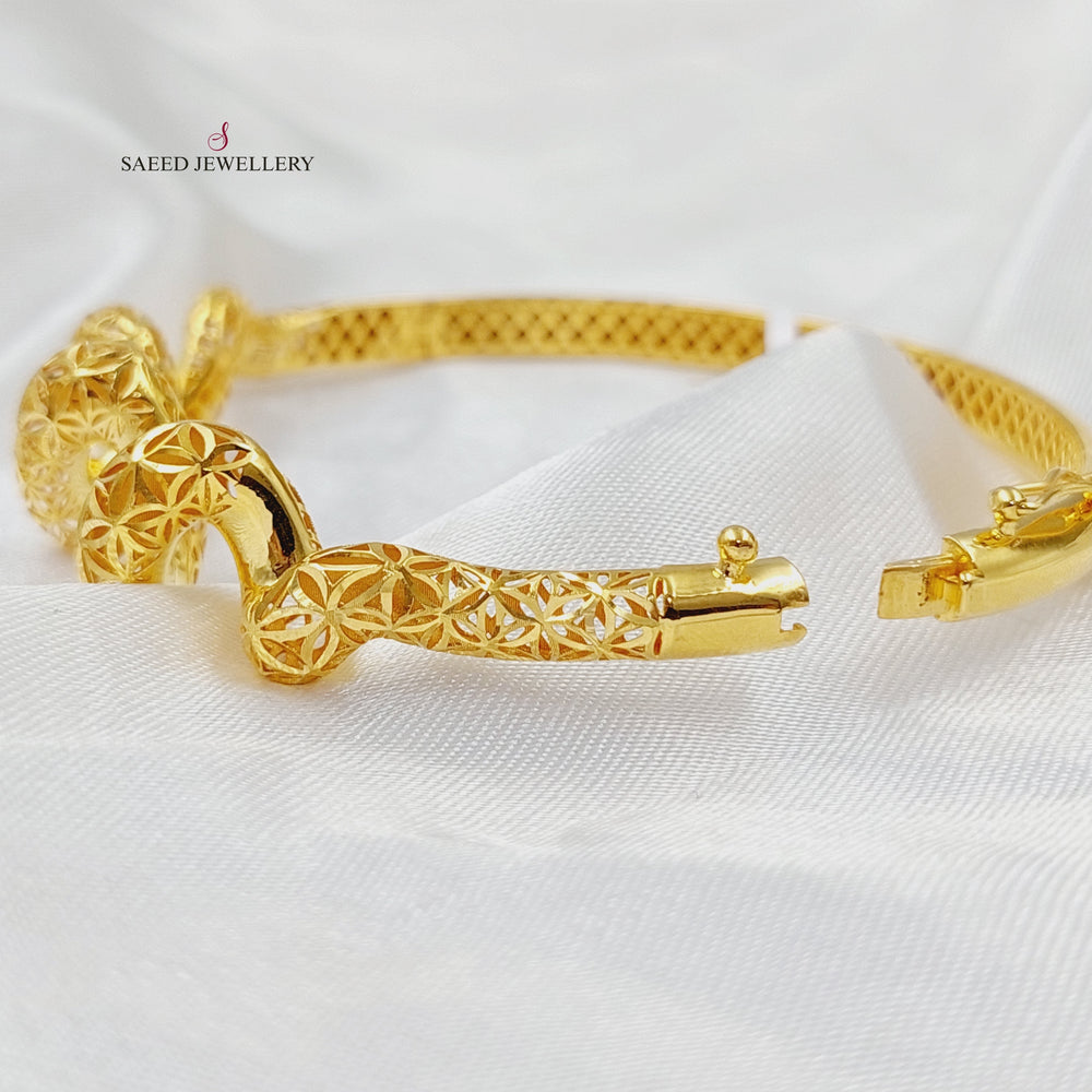 21K Gold Deluxe Snake Bangle Bracelet by Saeed Jewelry - Image 2