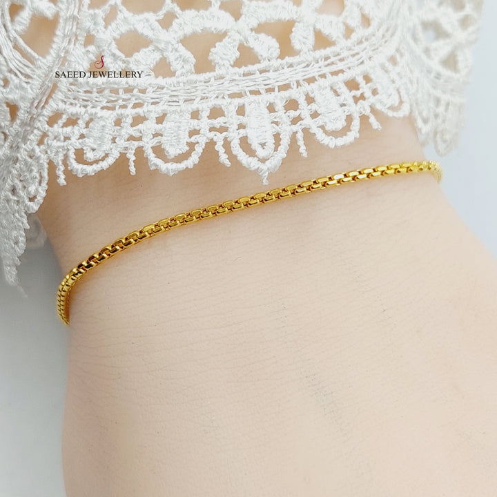 21K Gold 2.5mm Box Bracelet by Saeed Jewelry - Image 5