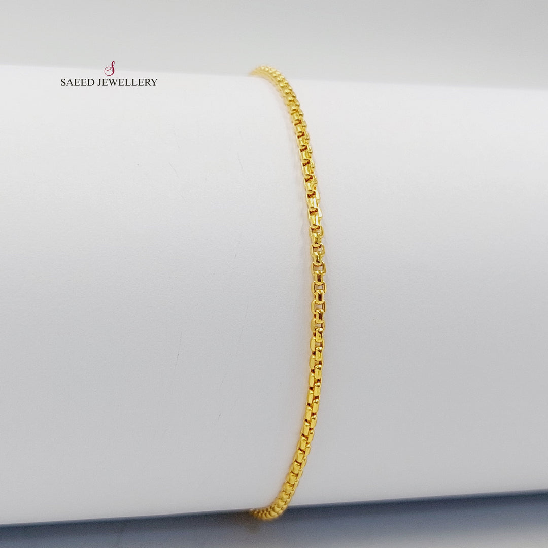 21K Gold 2.5mm Box Bracelet by Saeed Jewelry - Image 2