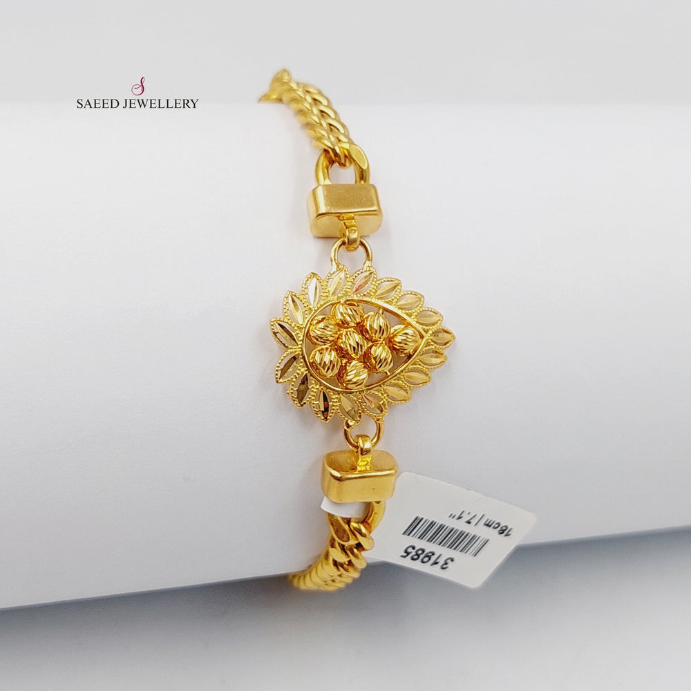 21K Gold Balls Leaf Bracelet by Saeed Jewelry - Image 2