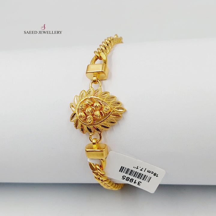 21K Gold Balls Leaf Bracelet by Saeed Jewelry - Image 3