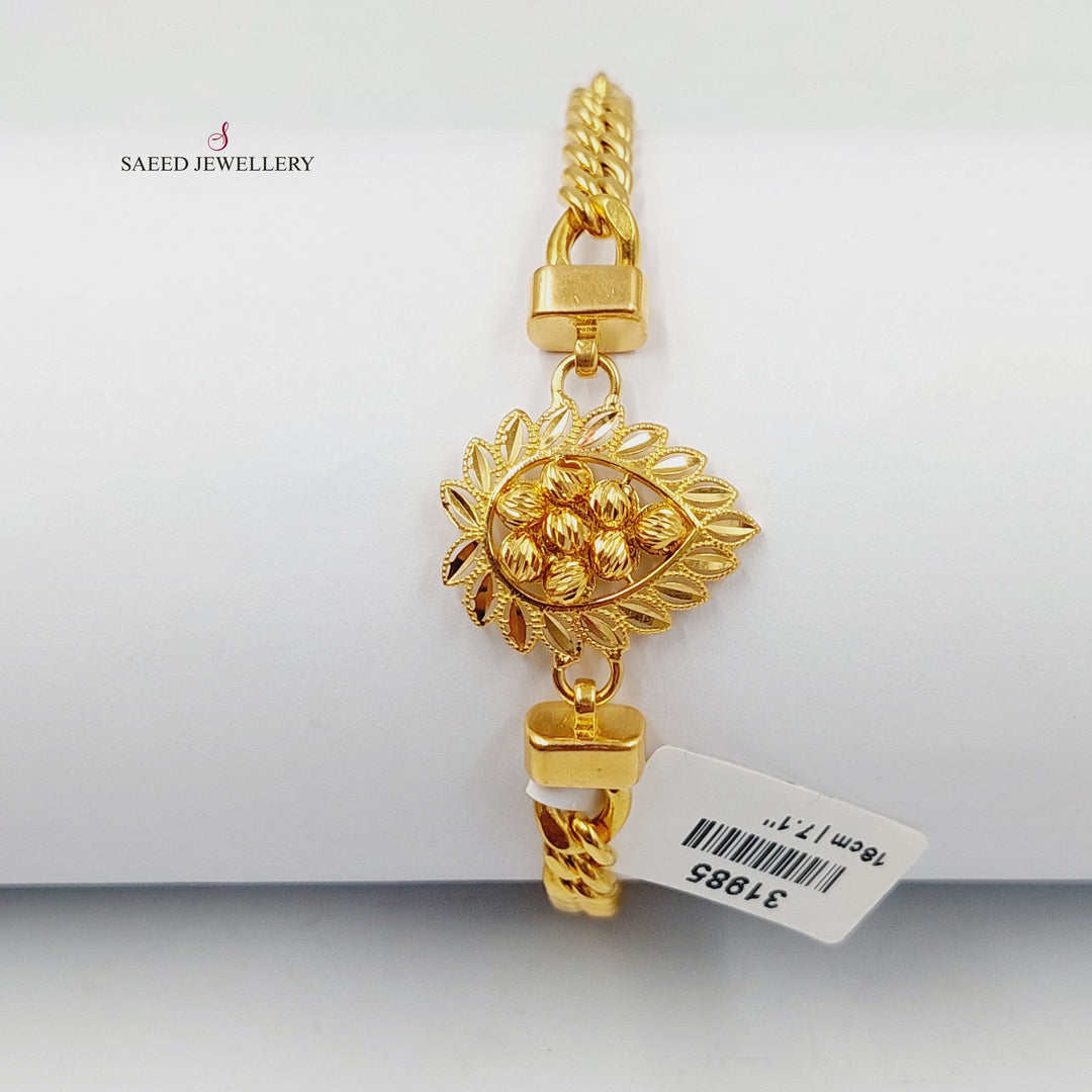 21K Gold Balls Leaf Bracelet by Saeed Jewelry - Image 1