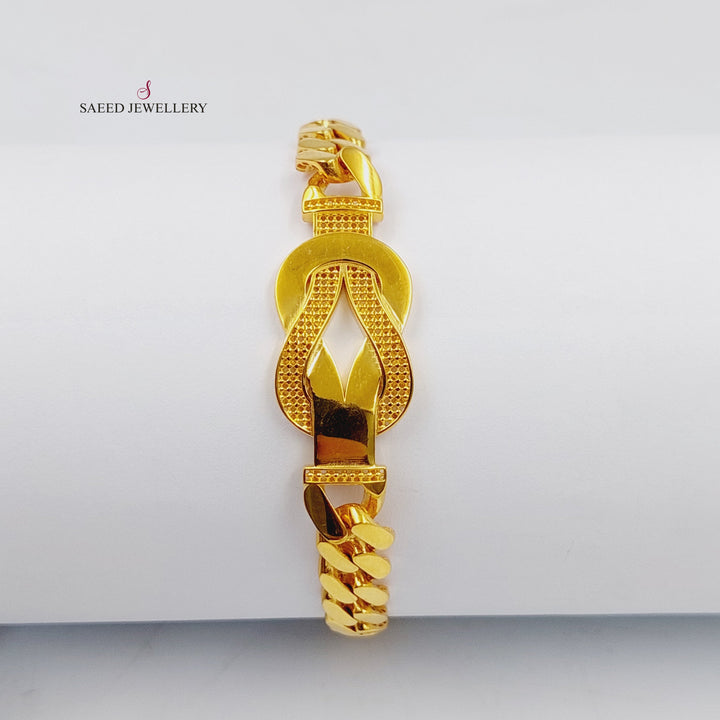 21K Gold Belt Cuban Links Bracelet by Saeed Jewelry - Image 3