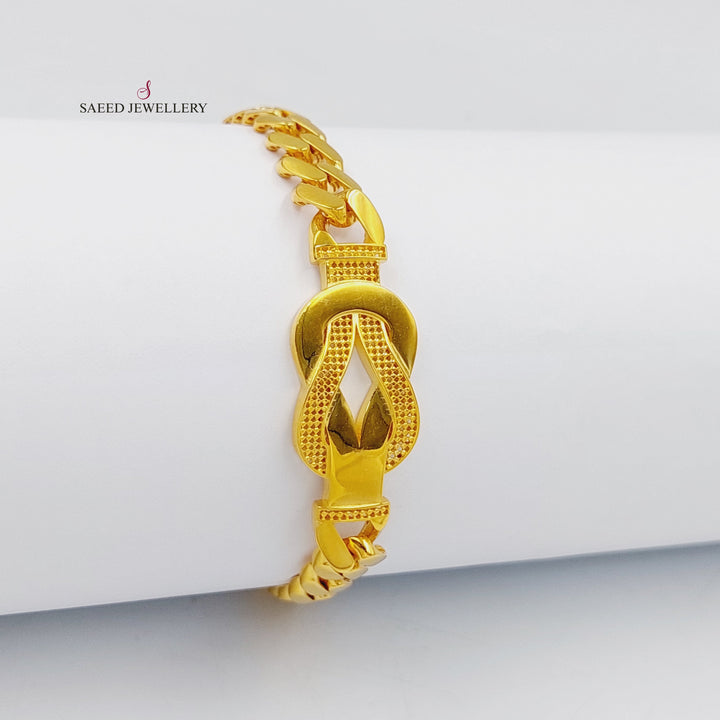 21K Gold Belt Cuban Links Bracelet by Saeed Jewelry - Image 2