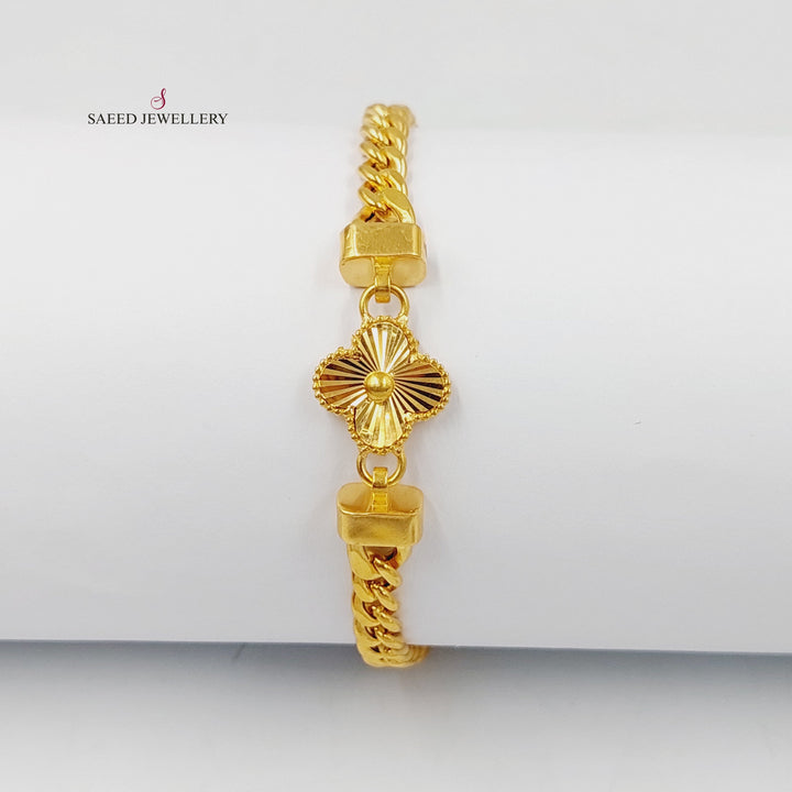 21K Gold Clover Bracelet by Saeed Jewelry - Image 3