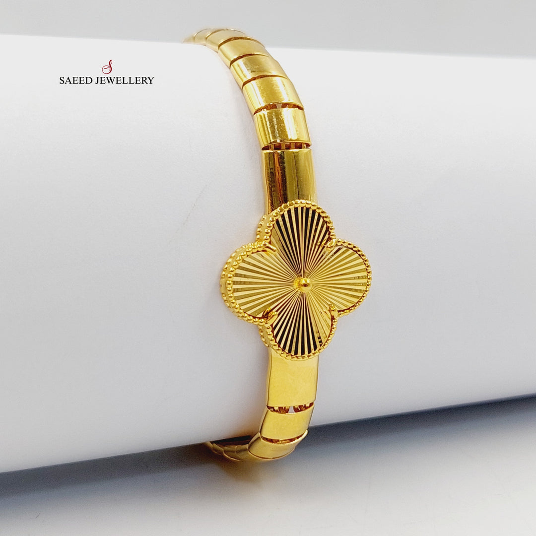 21K Gold Clover Bracelet by Saeed Jewelry - Image 3