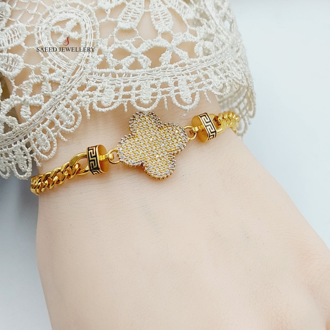 21K Gold Clover Bracelet by Saeed Jewelry - Image 5