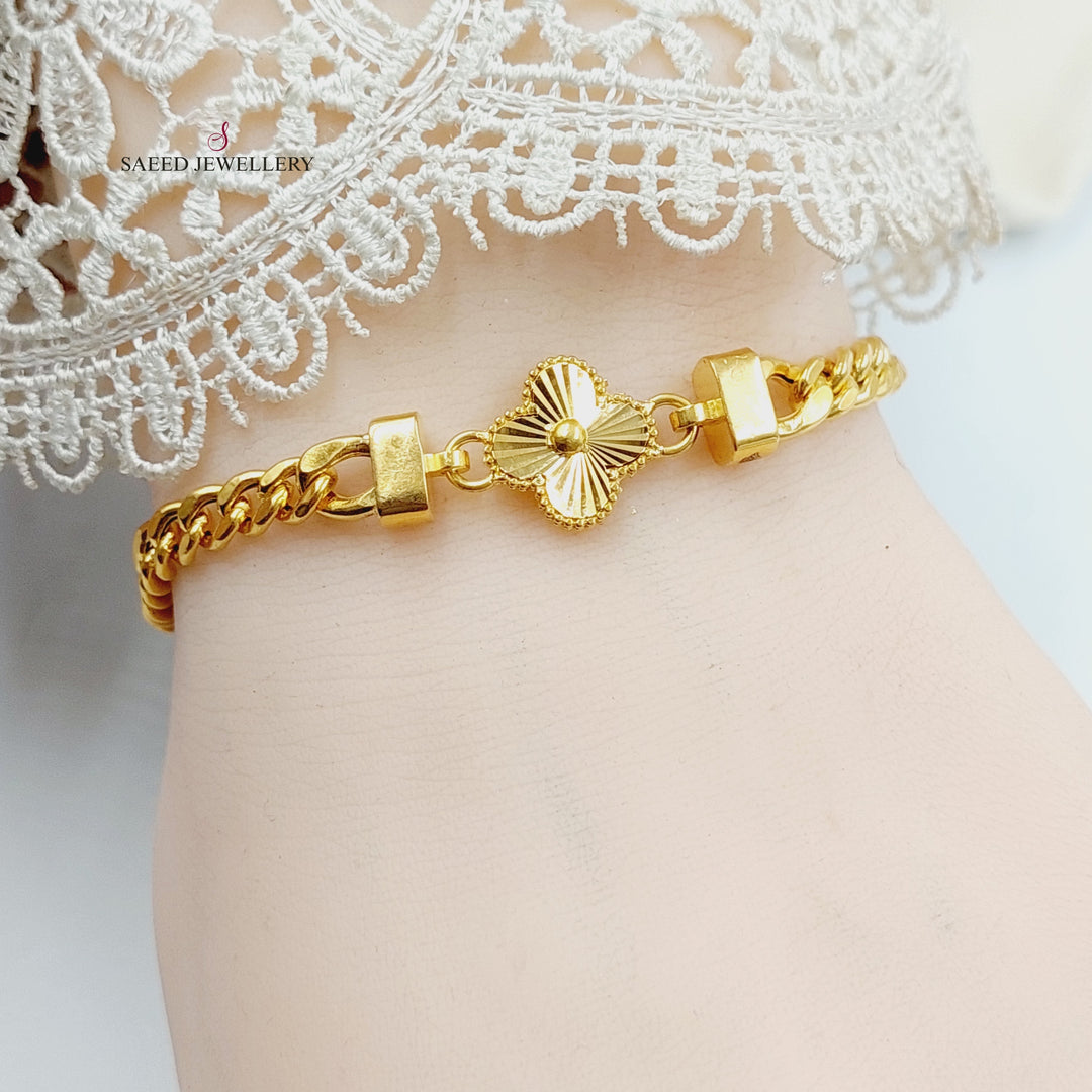 21K Gold Clover Bracelet by Saeed Jewelry - Image 5