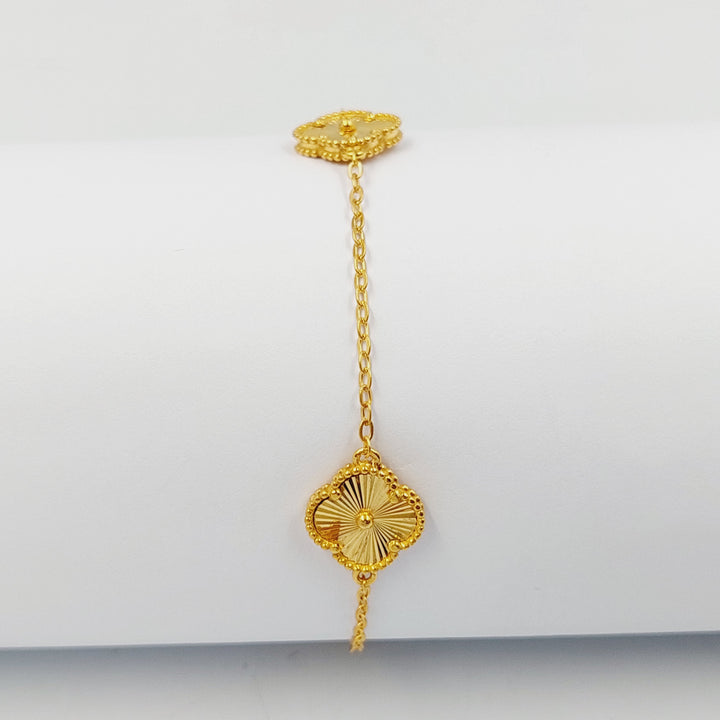 21K Gold Clover Bracelet by Saeed Jewelry - Image 3