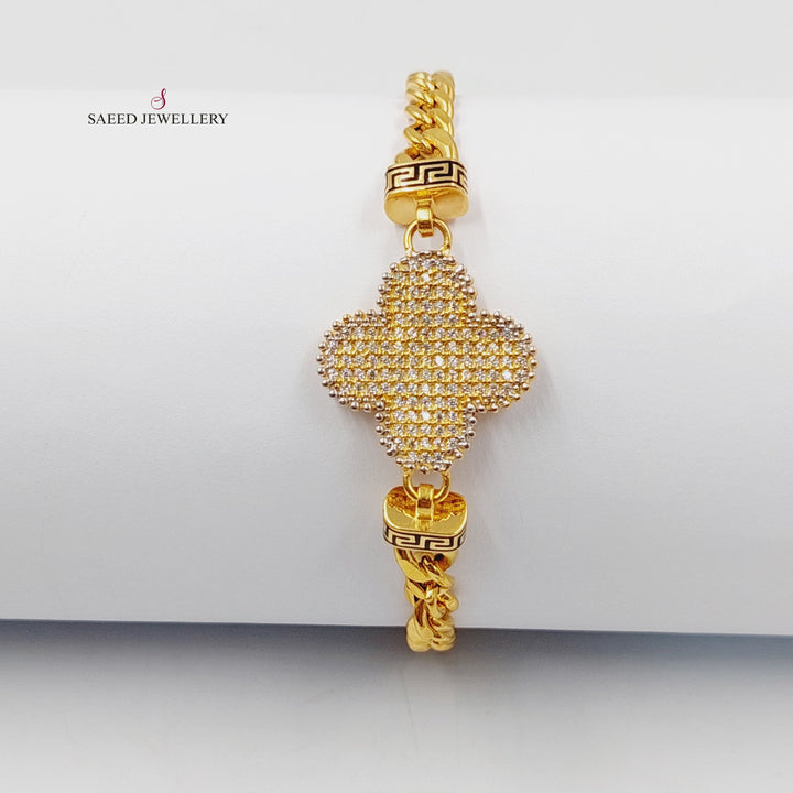 21K Gold Clover Bracelet by Saeed Jewelry - Image 1