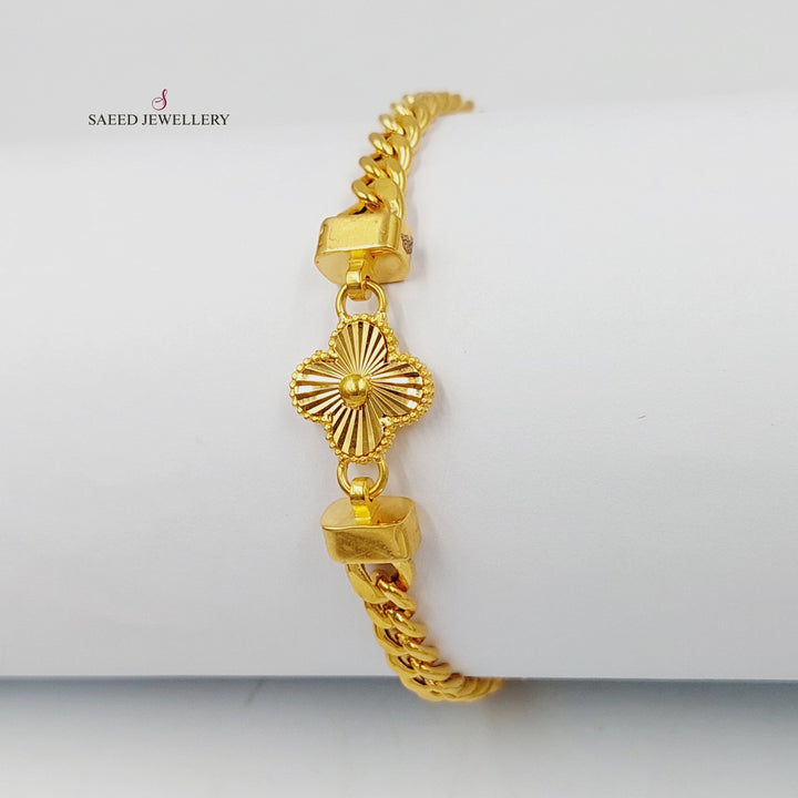 21K Gold Clover Bracelet by Saeed Jewelry - Image 4