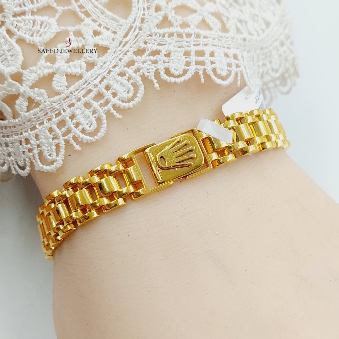 21K Gold Crown Cuban Links Bracelet by Saeed Jewelry - Image 8