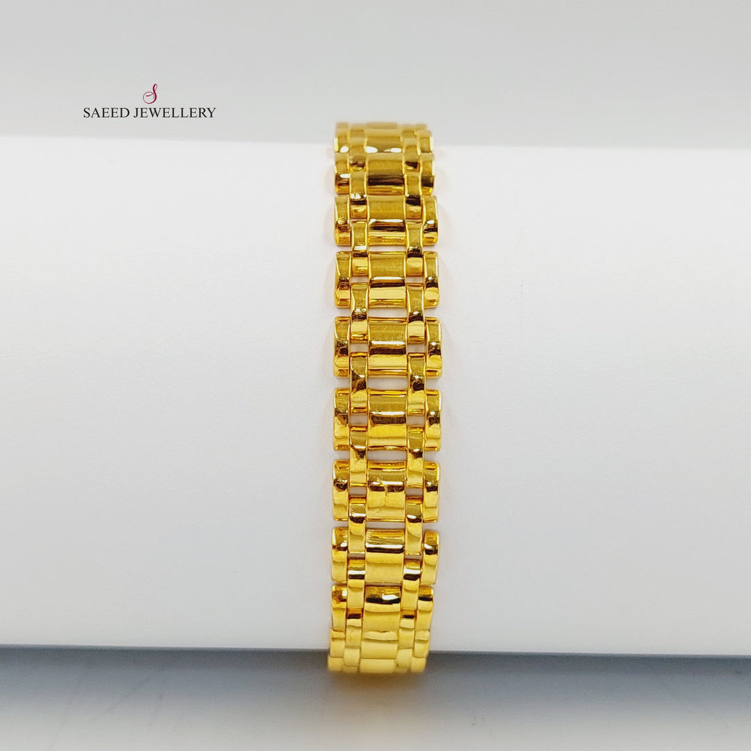 21K Gold Crown Cuban Links Bracelet by Saeed Jewelry - Image 3