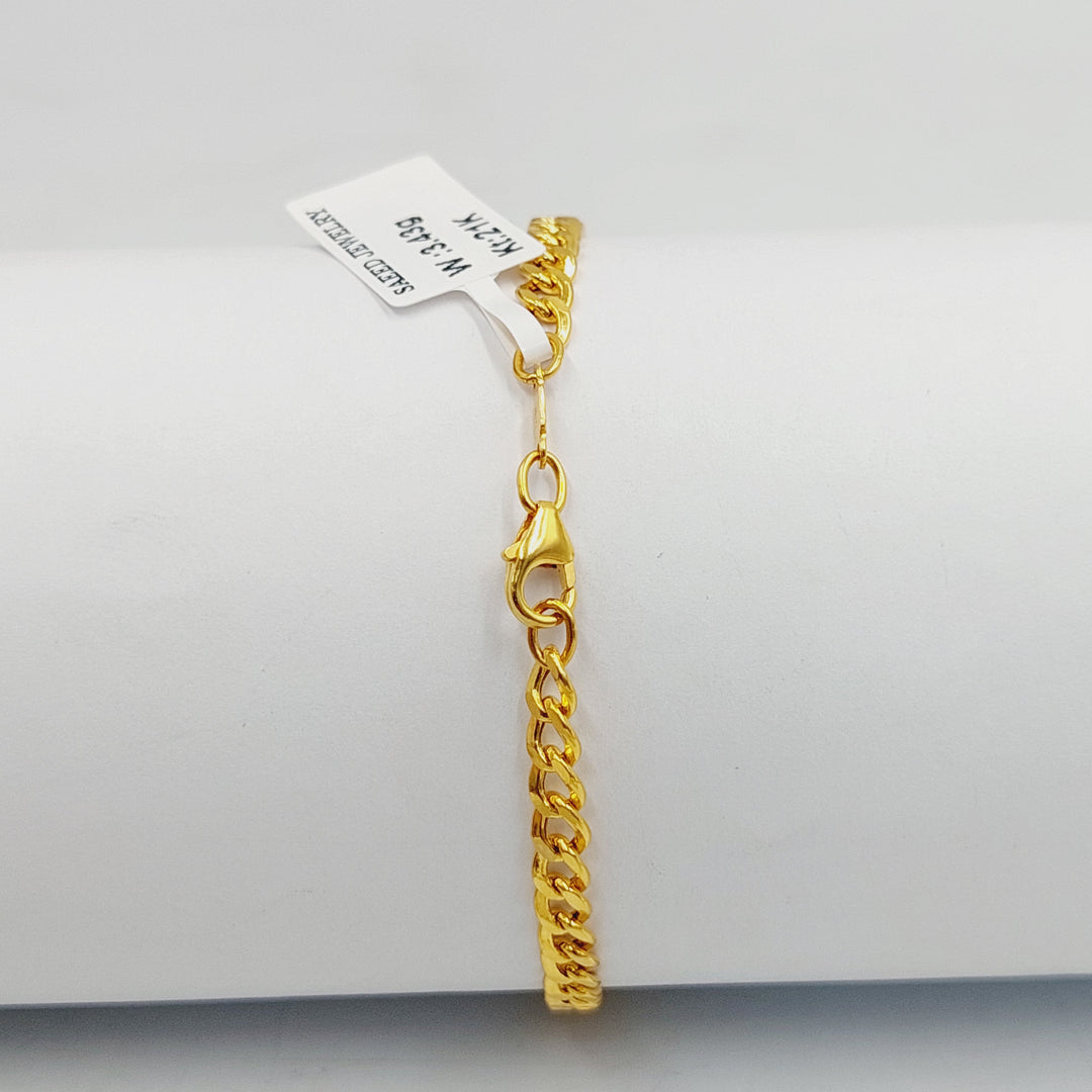 21K Gold Curb Bracelet by Saeed Jewelry - Image 4