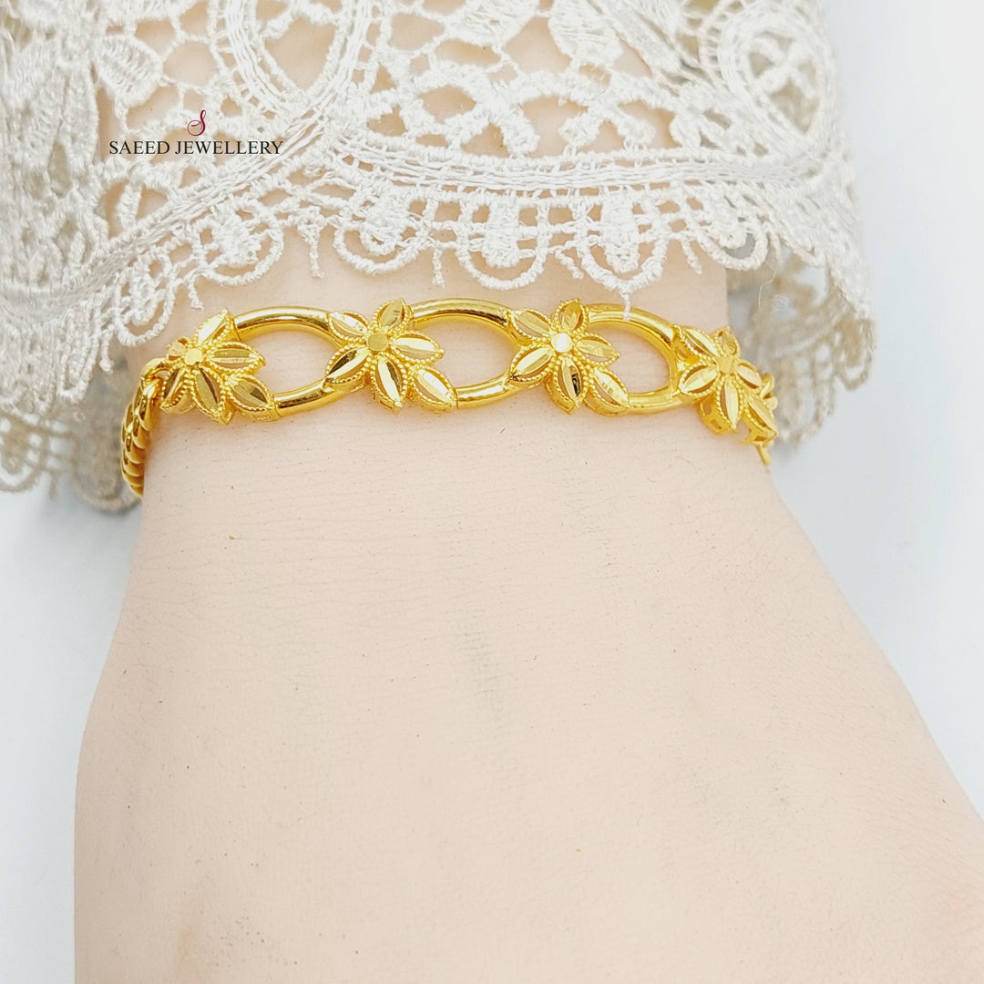 21K Gold Deluxe Leaf Bracelet by Saeed Jewelry - Image 6