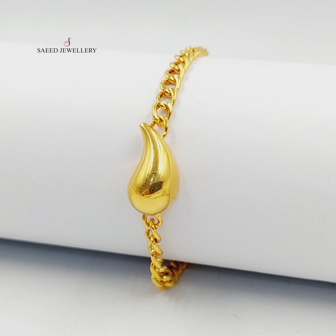 21K Gold Deluxe Almond Bracelet by Saeed Jewelry - Image 3