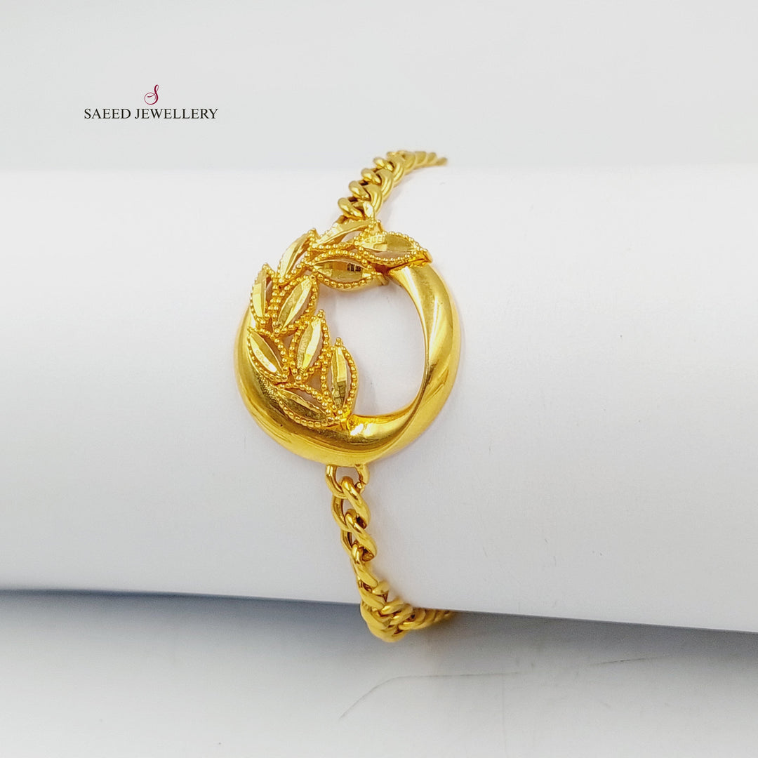 21K Gold Deluxe Leaf Bracelet by Saeed Jewelry - Image 2