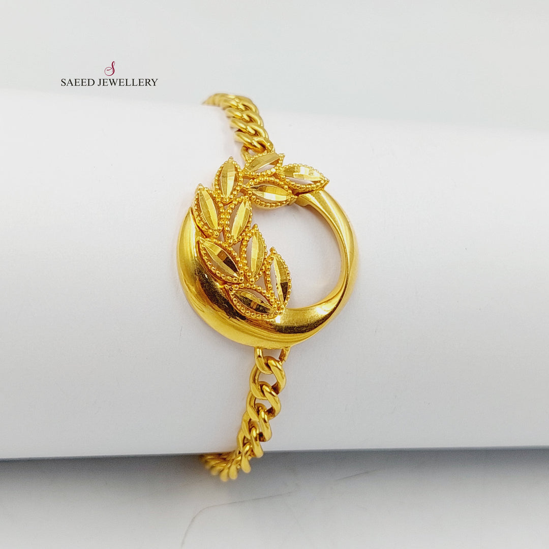 21K Gold Deluxe Leaf Bracelet by Saeed Jewelry - Image 4