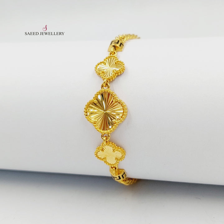 21K Gold Deluxe Clover Bracelet by Saeed Jewelry - Image 1