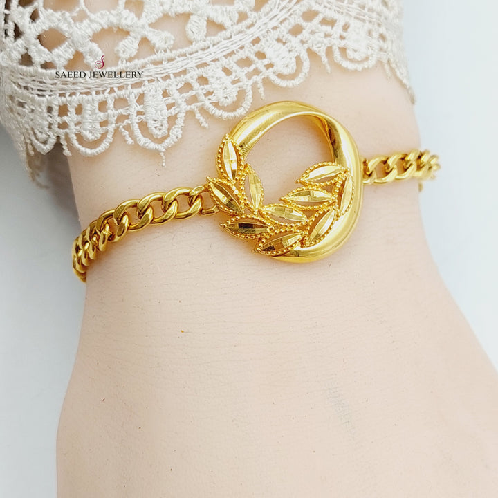 21K Gold Deluxe Leaf Bracelet by Saeed Jewelry - Image 6