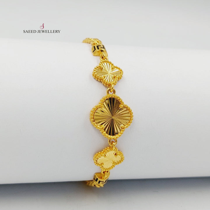 21K Gold Deluxe Clover Bracelet by Saeed Jewelry - Image 3