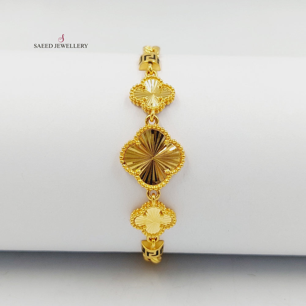 21K Gold Deluxe Clover Bracelet by Saeed Jewelry - Image 2