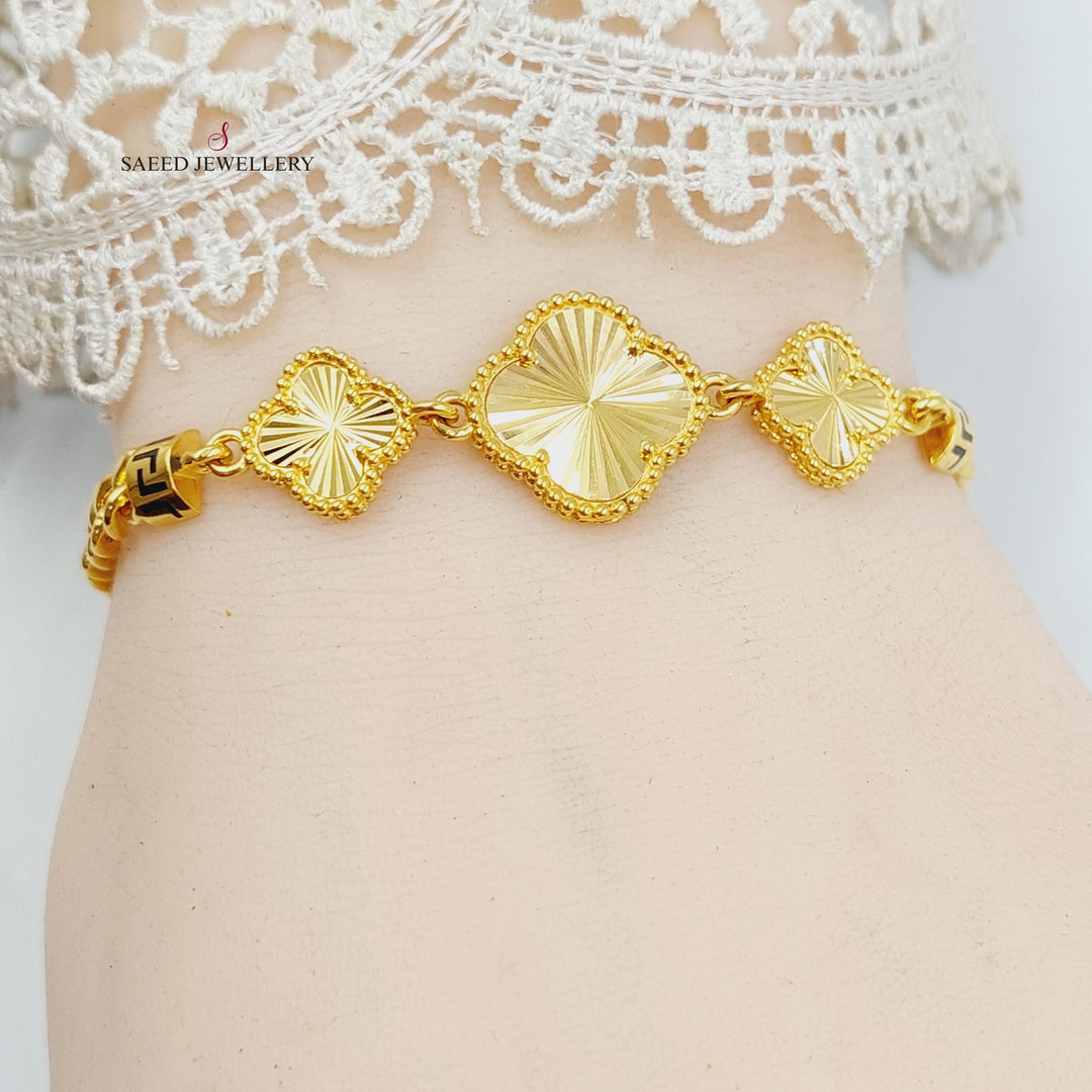 21K Gold Deluxe Clover Bracelet by Saeed Jewelry - Image 6