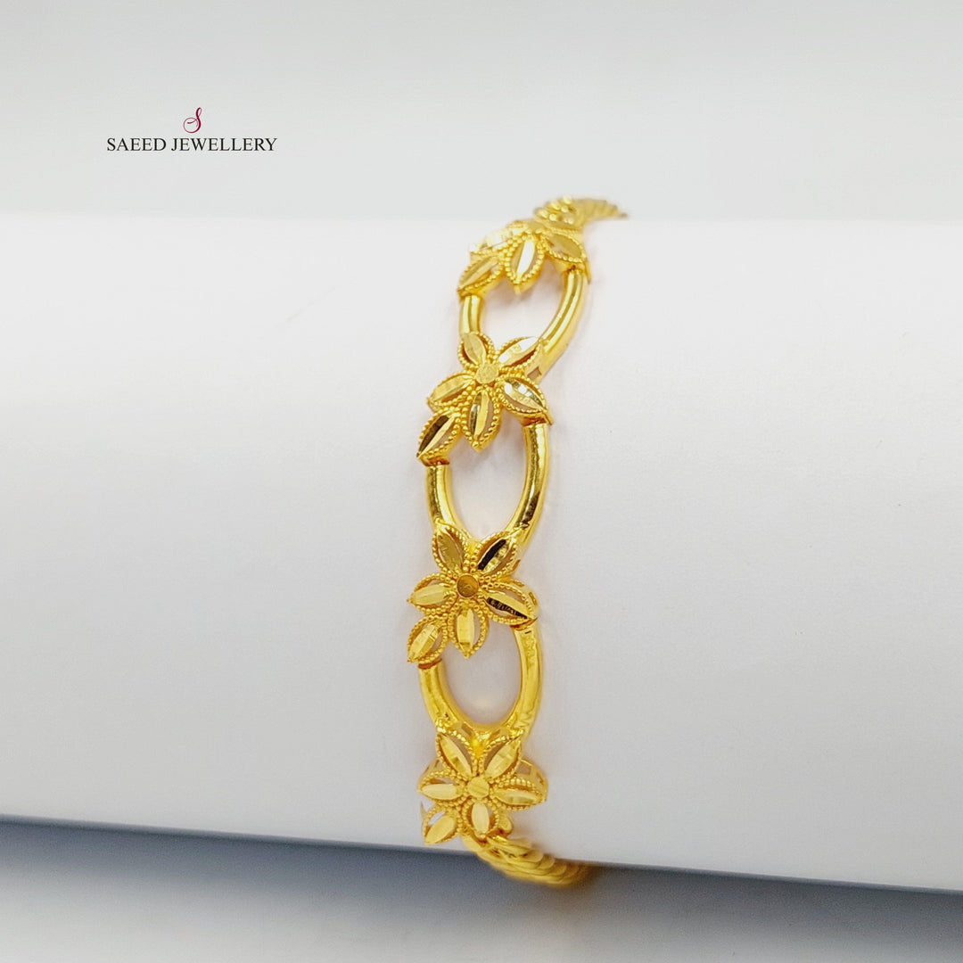 21K Gold Deluxe Leaf Bracelet by Saeed Jewelry - Image 4