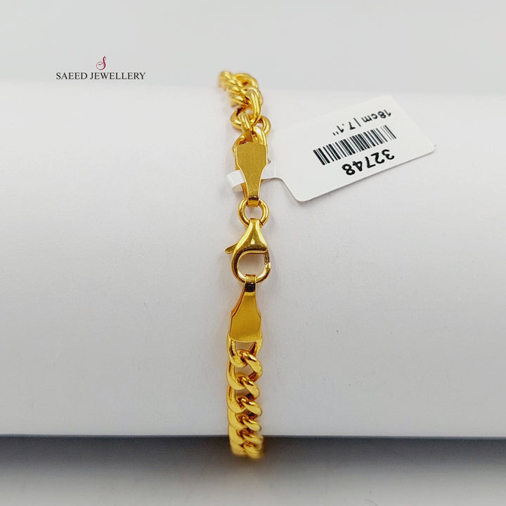 21K Gold Deluxe Almond Bracelet by Saeed Jewelry - Image 4