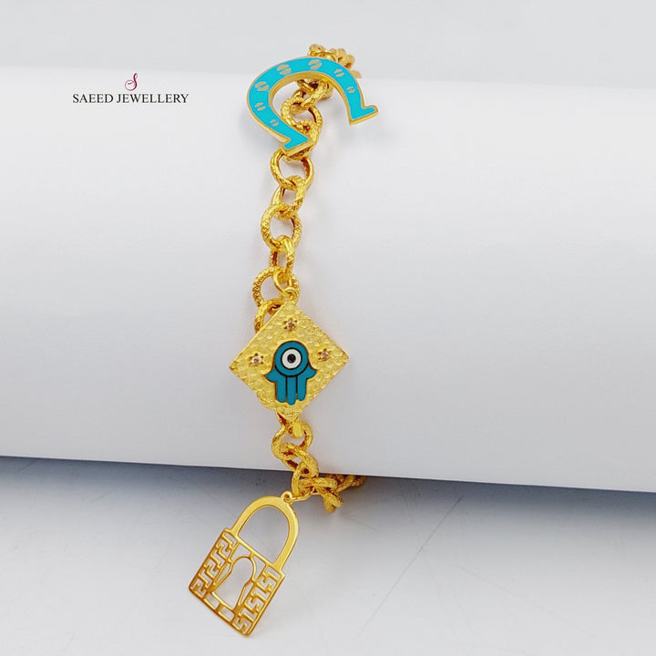 21K Gold Enameled & Zircon Studded Dandash Bracelet by Saeed Jewelry - Image 1