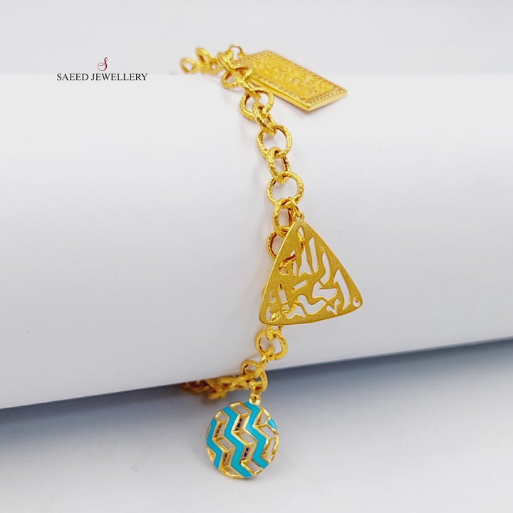 21K Gold Enameled & Zircon Studded Dandash Bracelet by Saeed Jewelry - Image 4