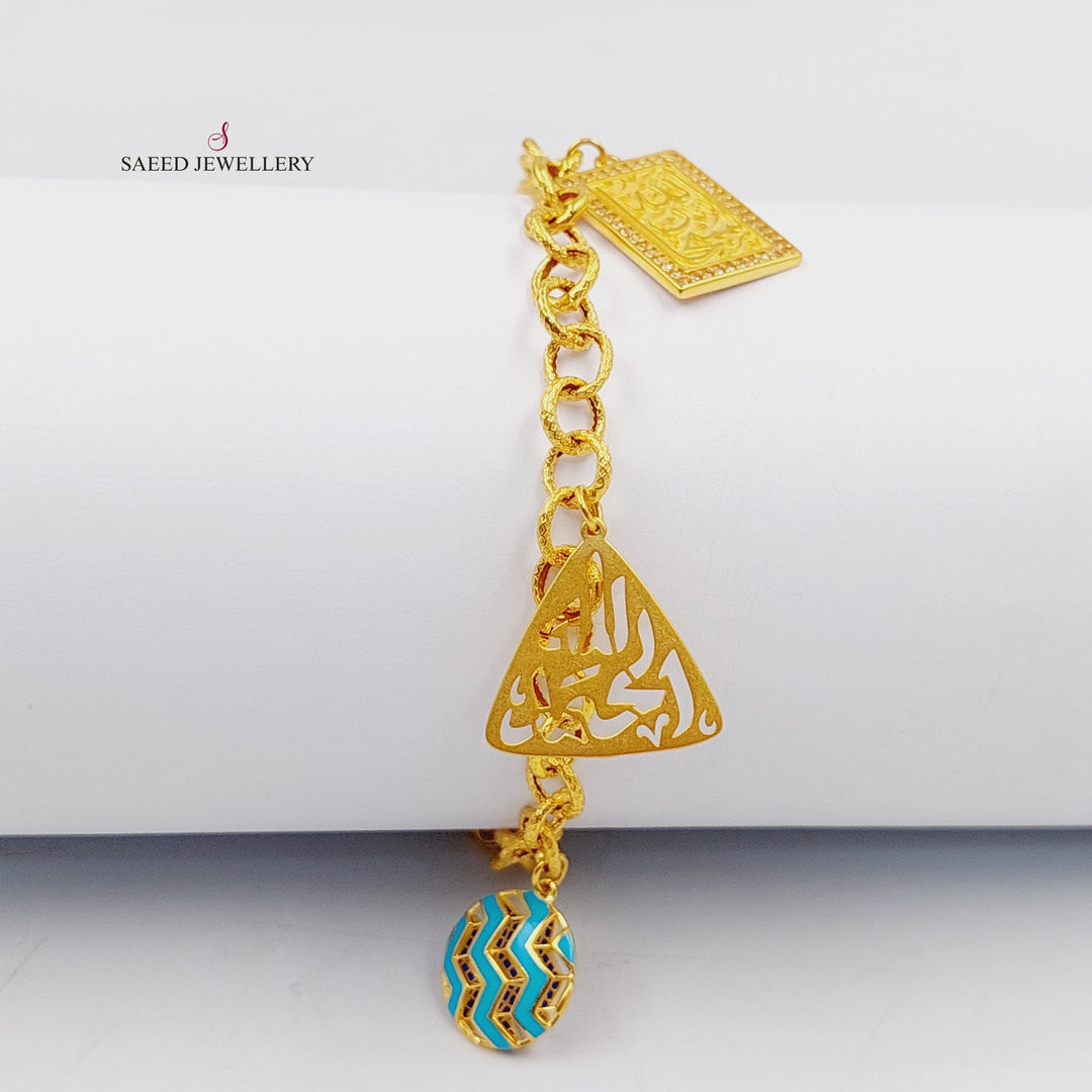 21K Gold Enameled & Zircon Studded Dandash Bracelet by Saeed Jewelry - Image 1