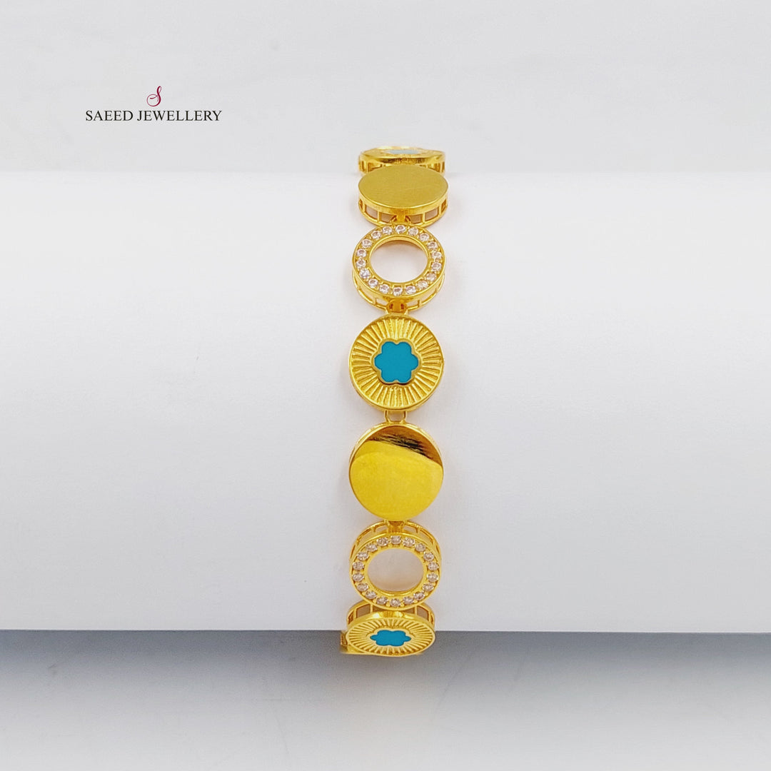 21K Gold Enameled & Zircon Studded Turkish Bracelet by Saeed Jewelry - Image 3