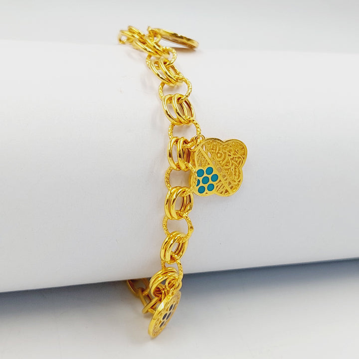 21K Gold Enameled & Zircon Studded Dandash Bracelet by Saeed Jewelry - Image 2