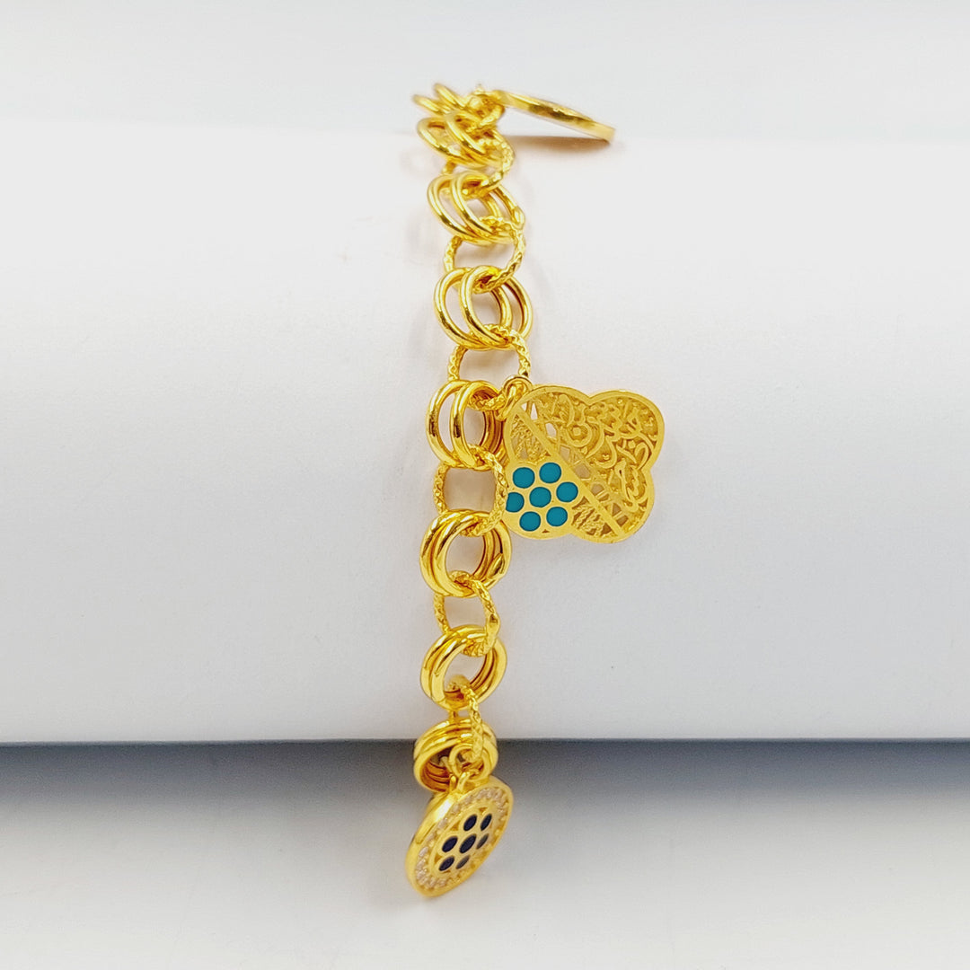 21K Gold Enameled & Zircon Studded Dandash Bracelet by Saeed Jewelry - Image 4