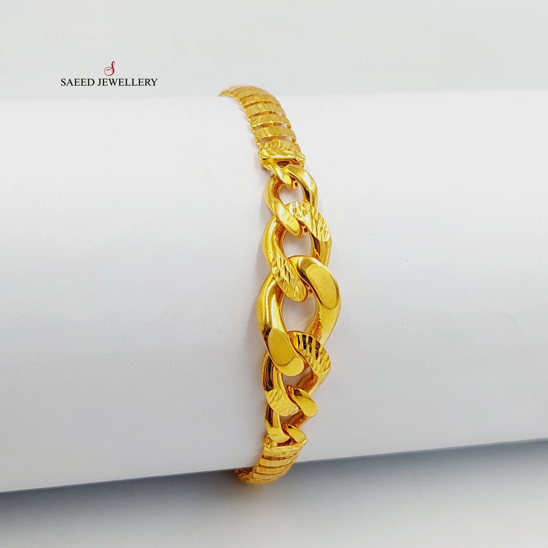 21K Gold Engraved Cuban Links Bracelet by Saeed Jewelry - Image 4