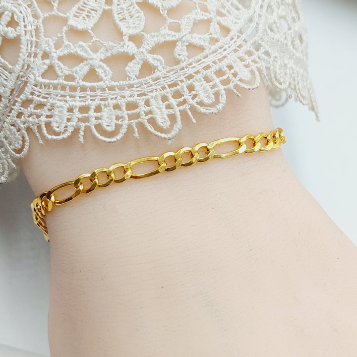 21K Gold Figaro Bracelet by Saeed Jewelry - Image 6