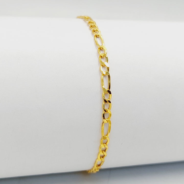 21K Gold Figaro Bracelet by Saeed Jewelry - Image 3