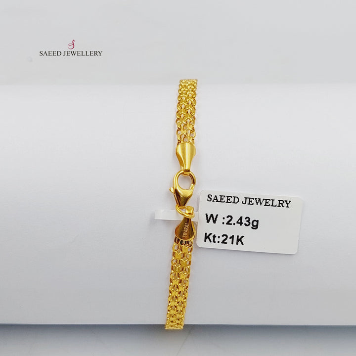 21K Gold Flat Bracelet by Saeed Jewelry - Image 4