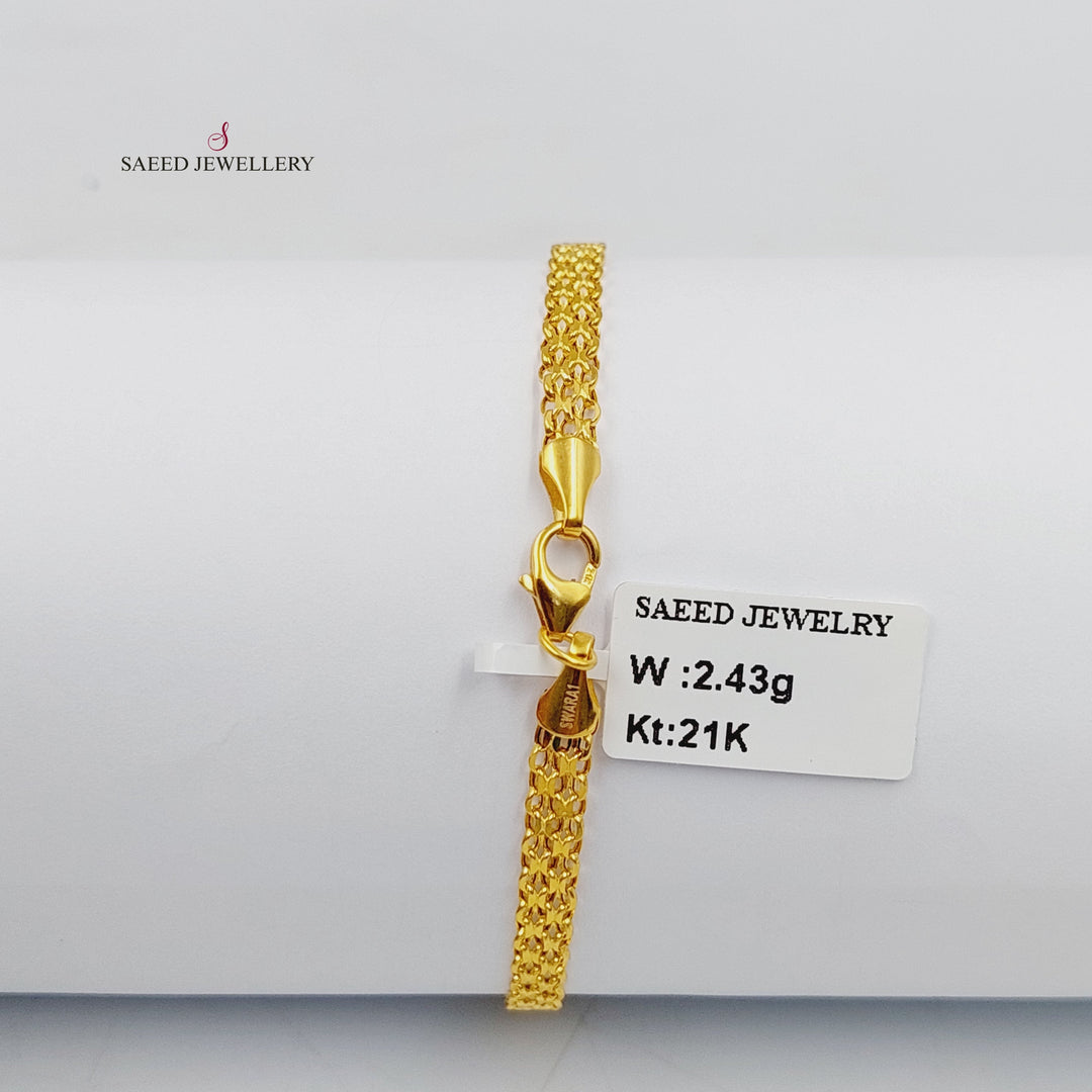 21K Gold Flat Bracelet by Saeed Jewelry - Image 4