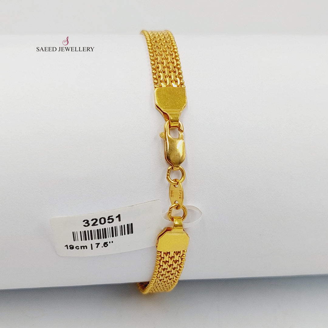 21K Gold Flat Fancy Bracelet by Saeed Jewelry - Image 4