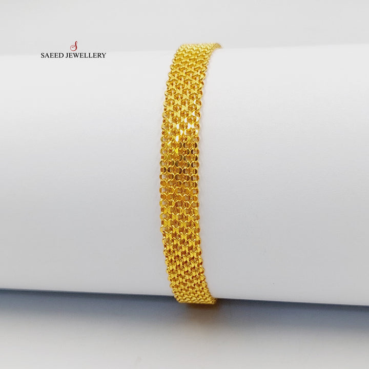 21K Gold Flat Fancy Bracelet by Saeed Jewelry - Image 3